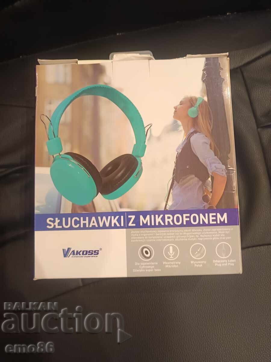 Căști cu fir Vakoss cu microfon NOI cu preț € 2.50 | 4.89 BGN Căști cu fir Vakoss cu microfon NOI cu preț € 2.50 | 4.89 BGN