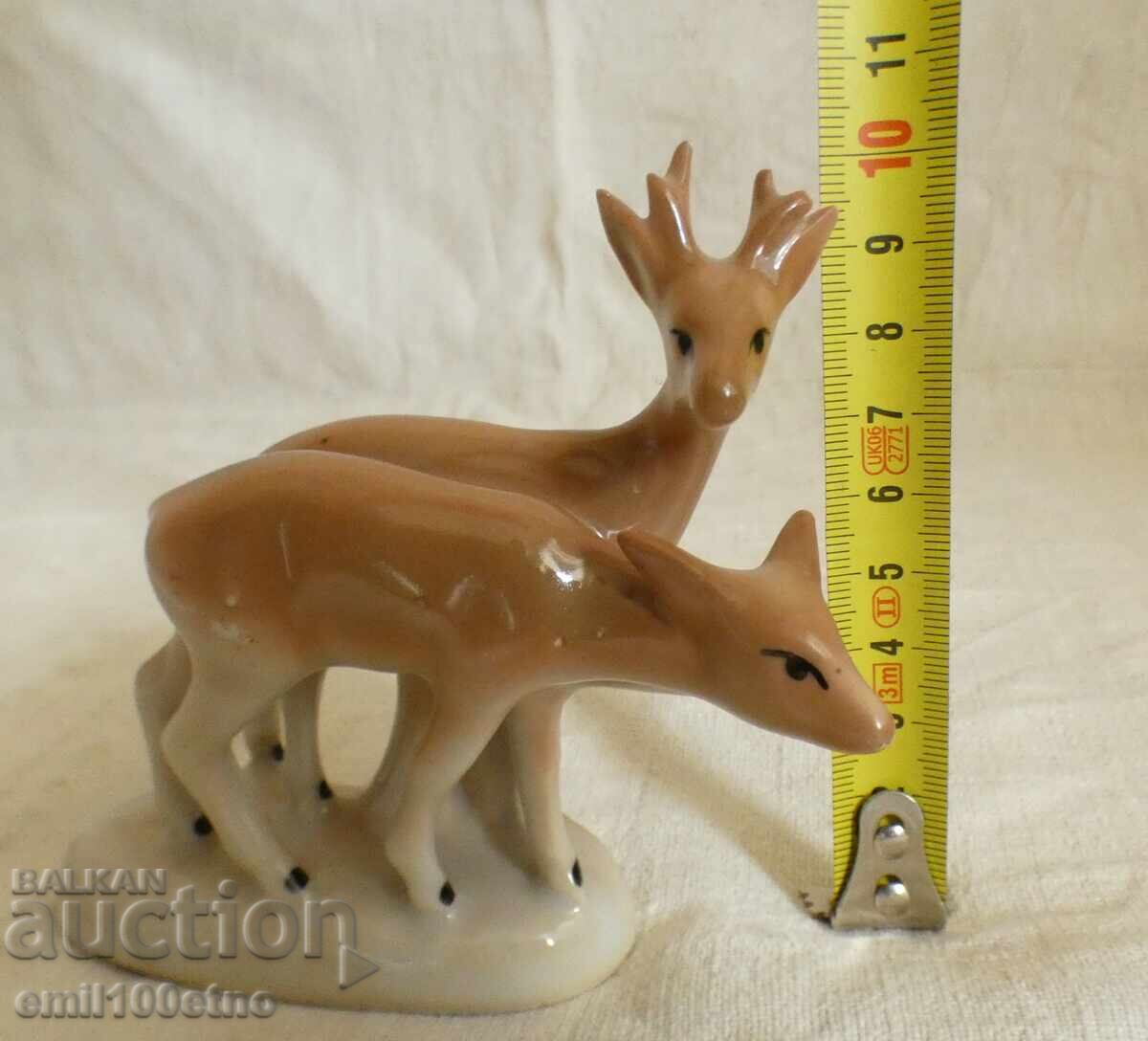 Figurină căprioară și căprior, porțelan bulgăresc vechi Izida - 7