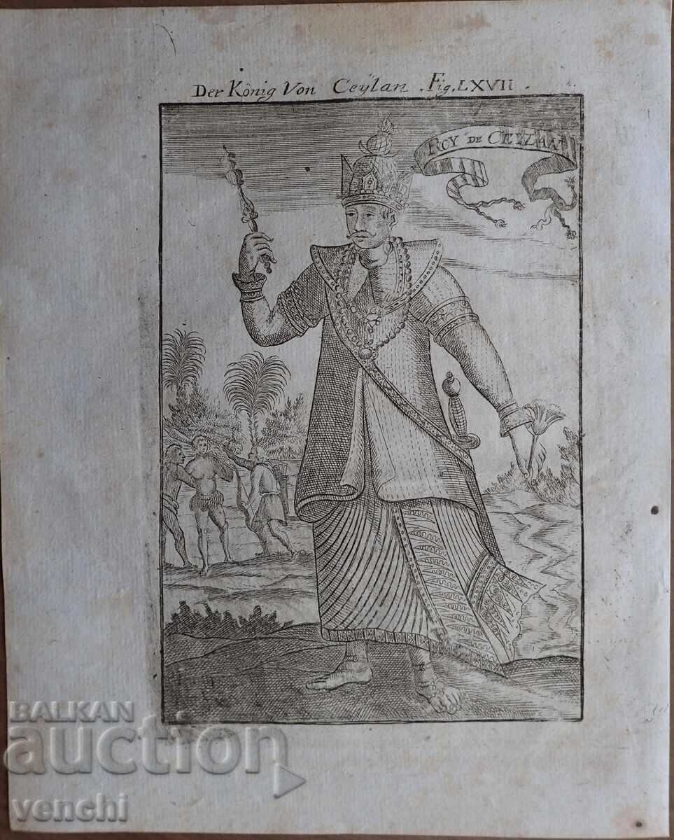 1719 - ГРАВЮРА МАЛЕТ - КРАЛ НА ЦЕЙЛОН 2 - оригинал .