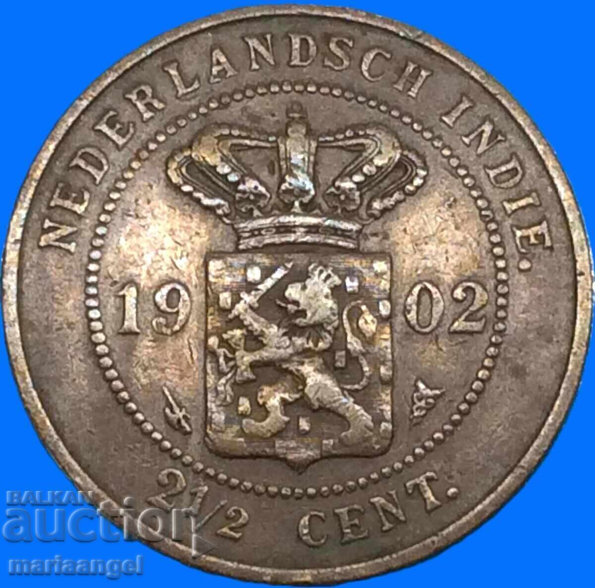 India Olandeză 1902 2 1/2 Cenți 30mm 12,24g cupru - 7