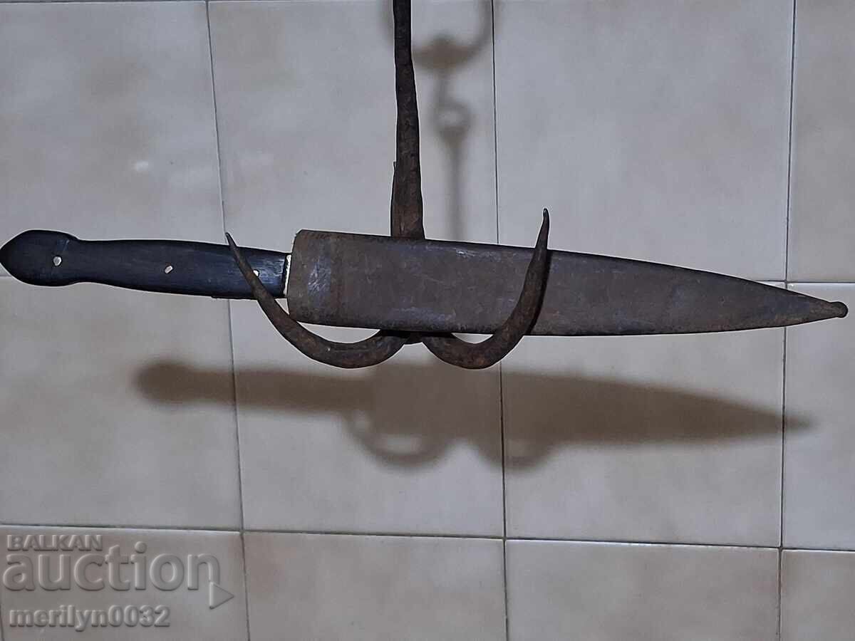 Old dagger with sheath double-edged knife, blade - 6