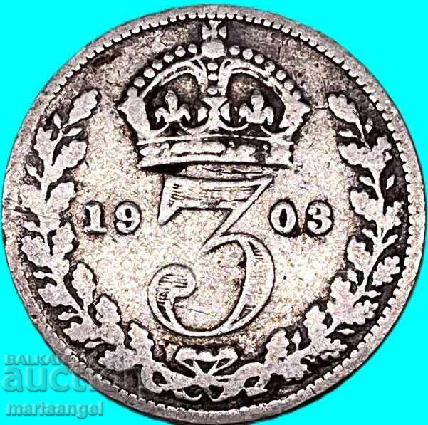 Marea Britanie 3 pence 1903 Maundy George V argint - 5