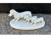 Figurină veche din porțelan francez Limoges, statuetă câini
