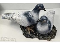OLD LARGE PORCELAIN FIGURE STATUETTE DOVES BIRD BIRD