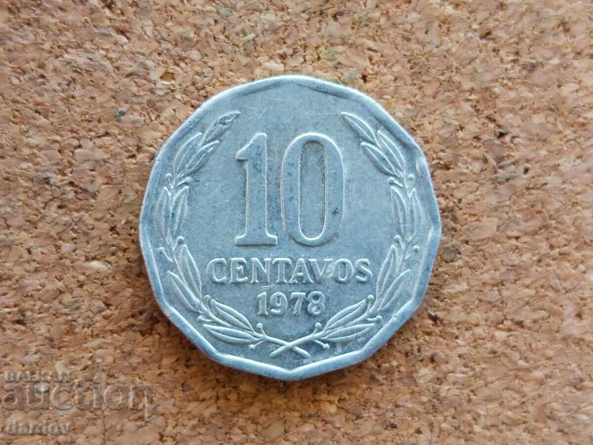 Χιλή 10 σεντάβος, 1978