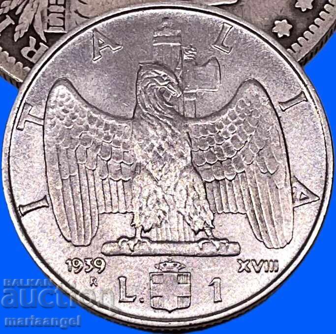 1 Lira 1939 (XVIII) Italy Eagle - Standard