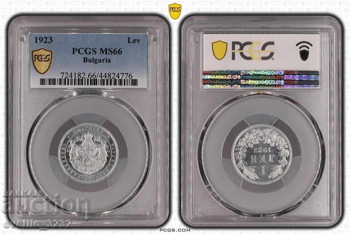 1 lev 1923 MS 66 PCGS