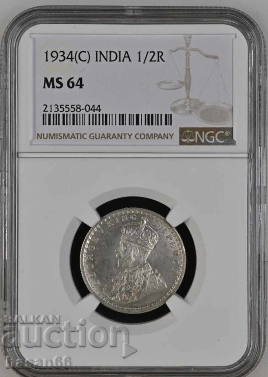 1/2 Rupee India 1934 1/2 Rupee India 1934