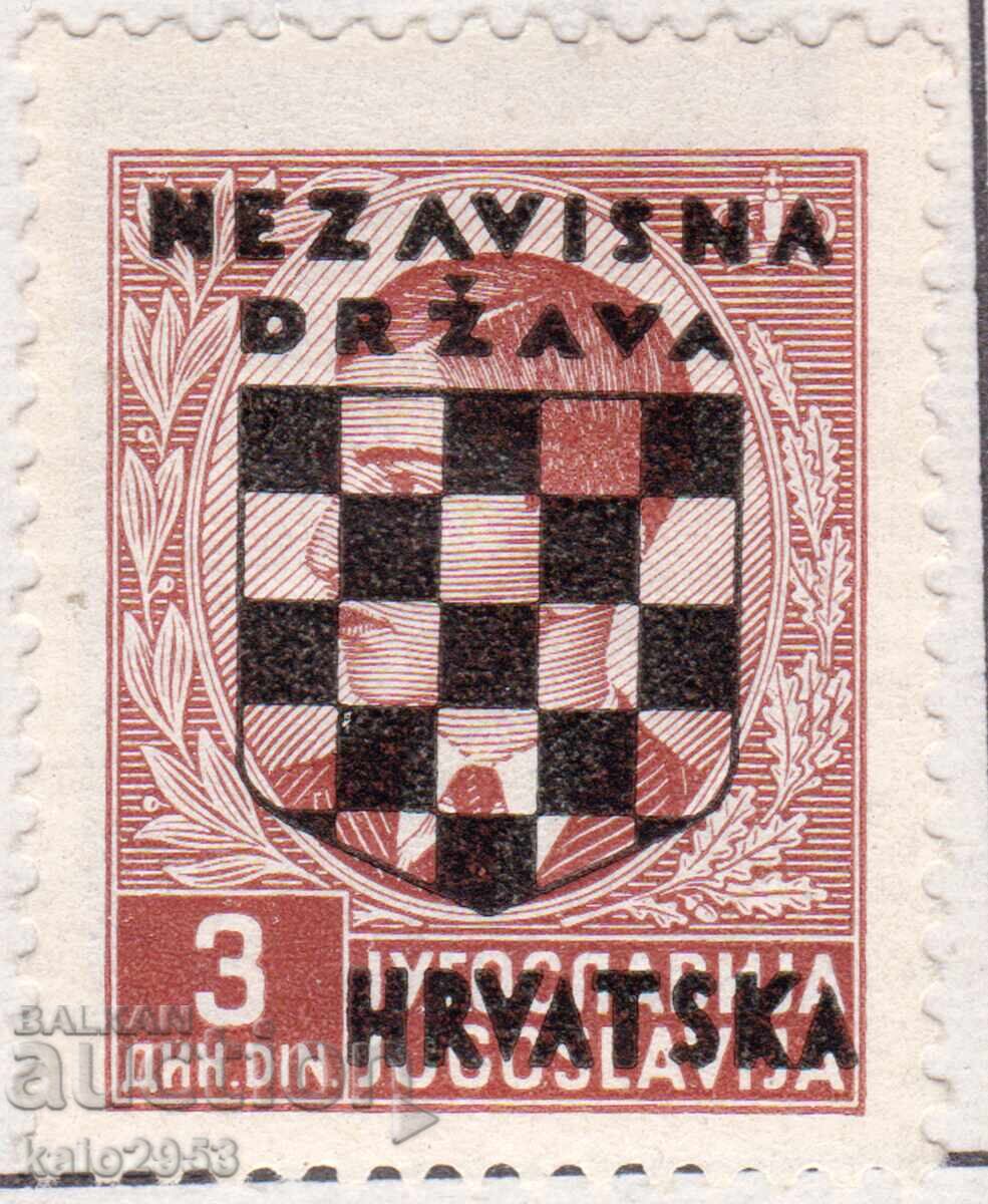 Croația-1941-Al Doilea Război Mondial-Supratipar stemă de stat + text, MLH