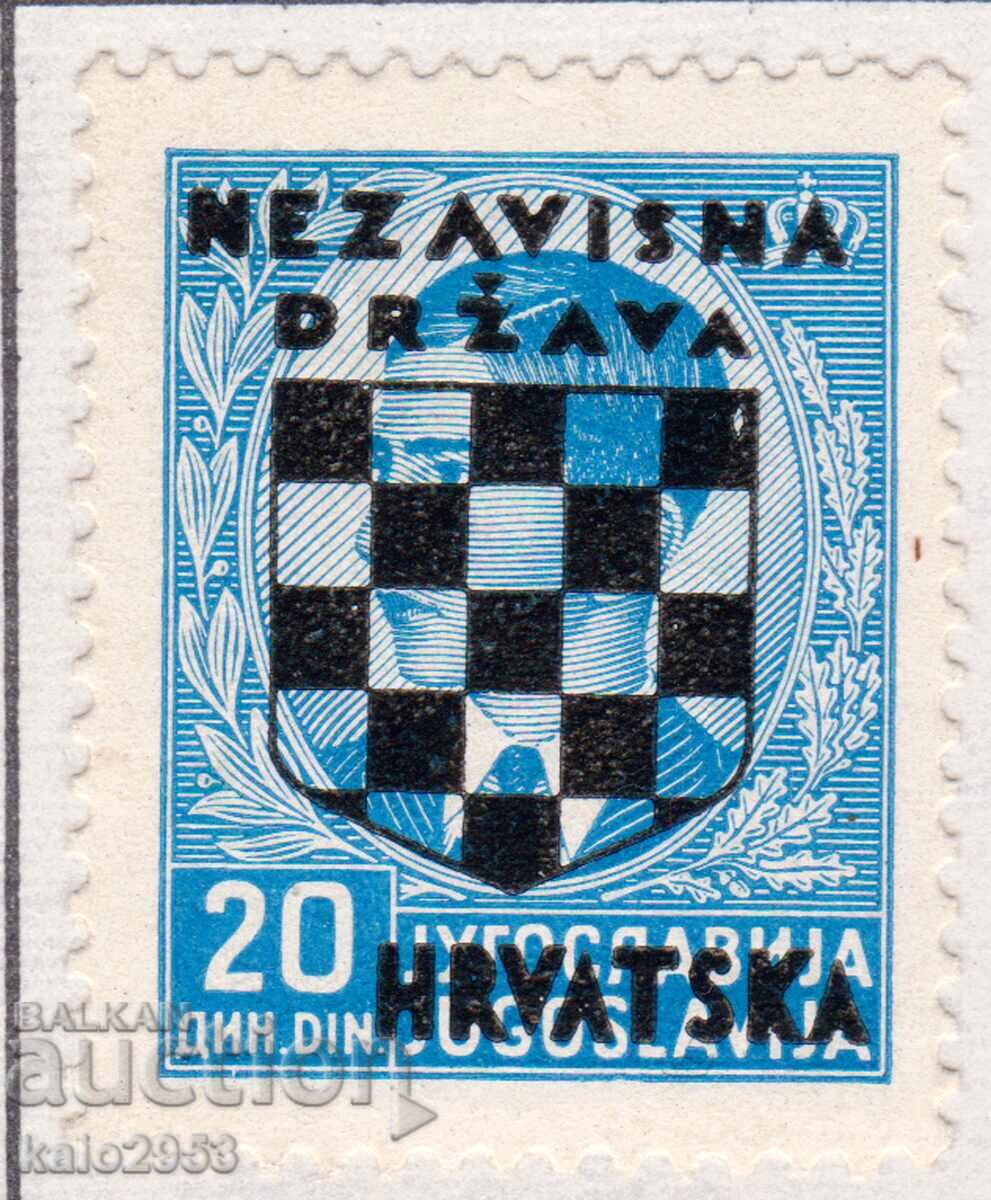 Croația-1941-Al Doilea Război Mondial-Supratipar stemă de stat + text, MLH
