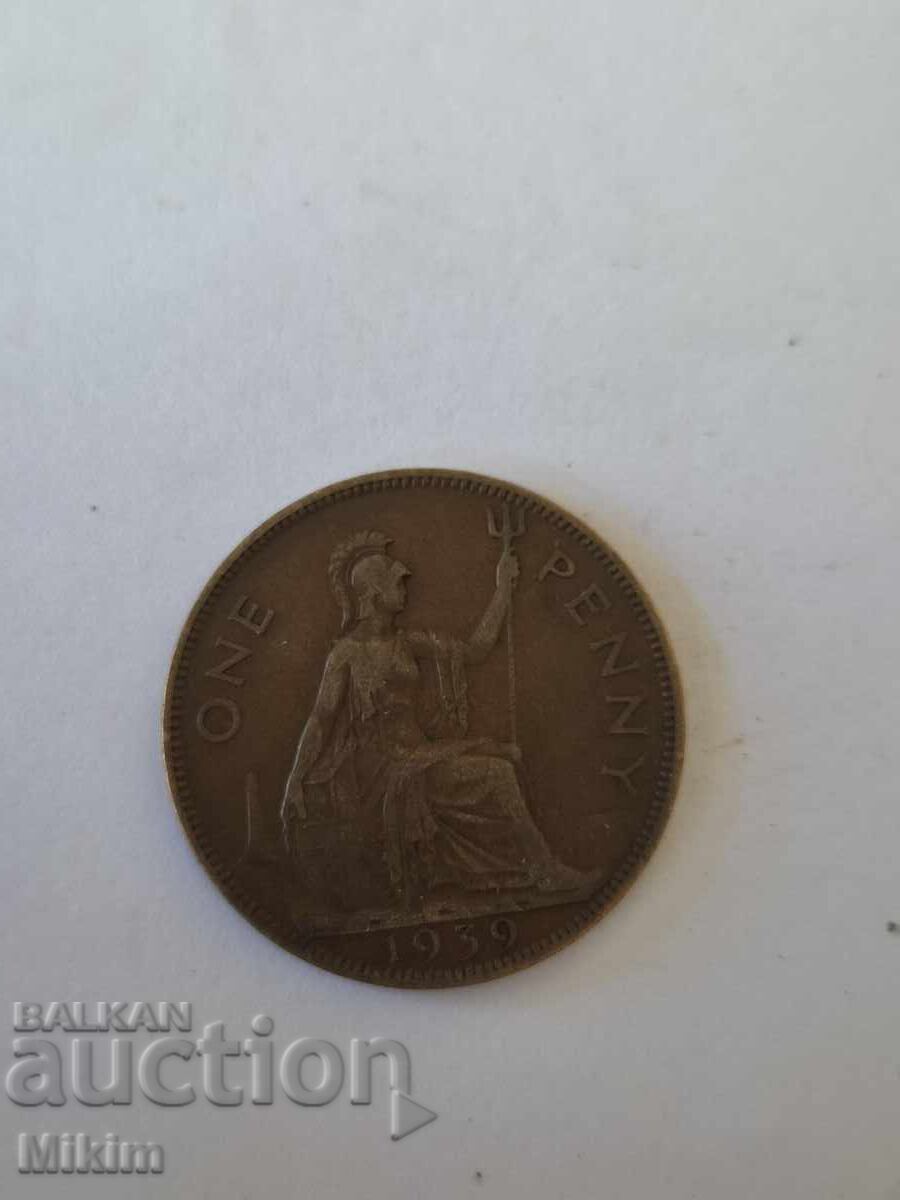 Monedă 1 penny 1939, Marea Britanie