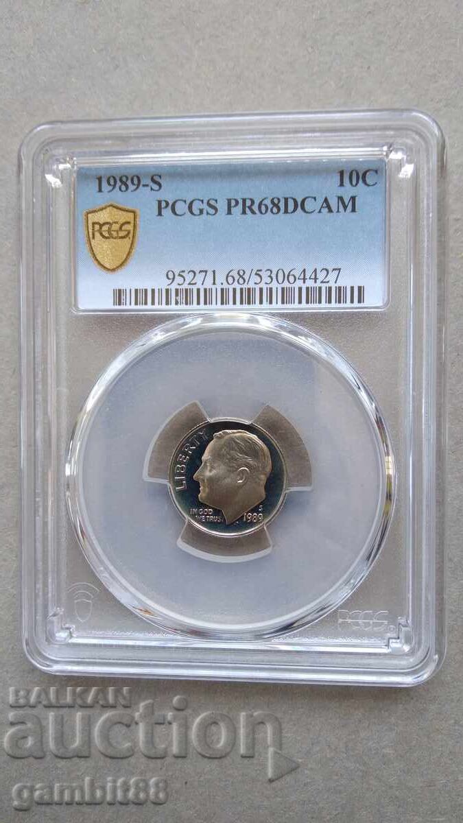 Δημοπρασία 10 σεντς 1989 S ΗΠΑ-PR68DCAM PCGS
