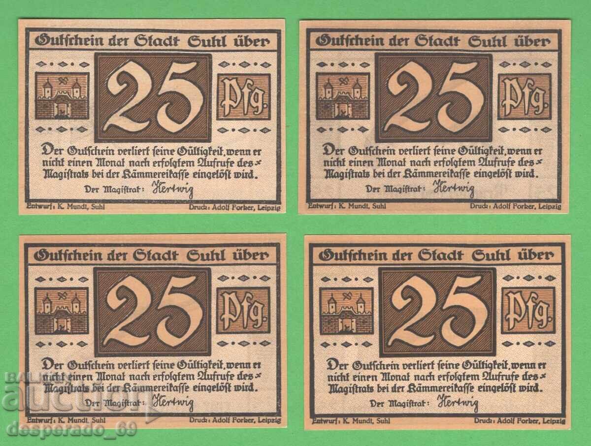 (¯`'•.¸NOTGELD (orașul Guhl) UNC -4 buc. bancnote¸.•'´¯) cu preț € 5.20 | 10.17 BGN