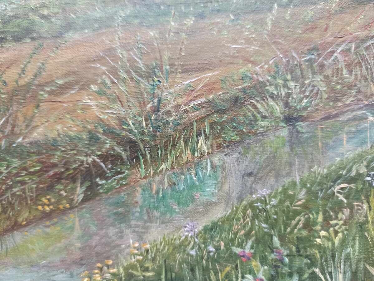 Licitație O frumoasă pictură originală în ulei, într-un cadru baroc