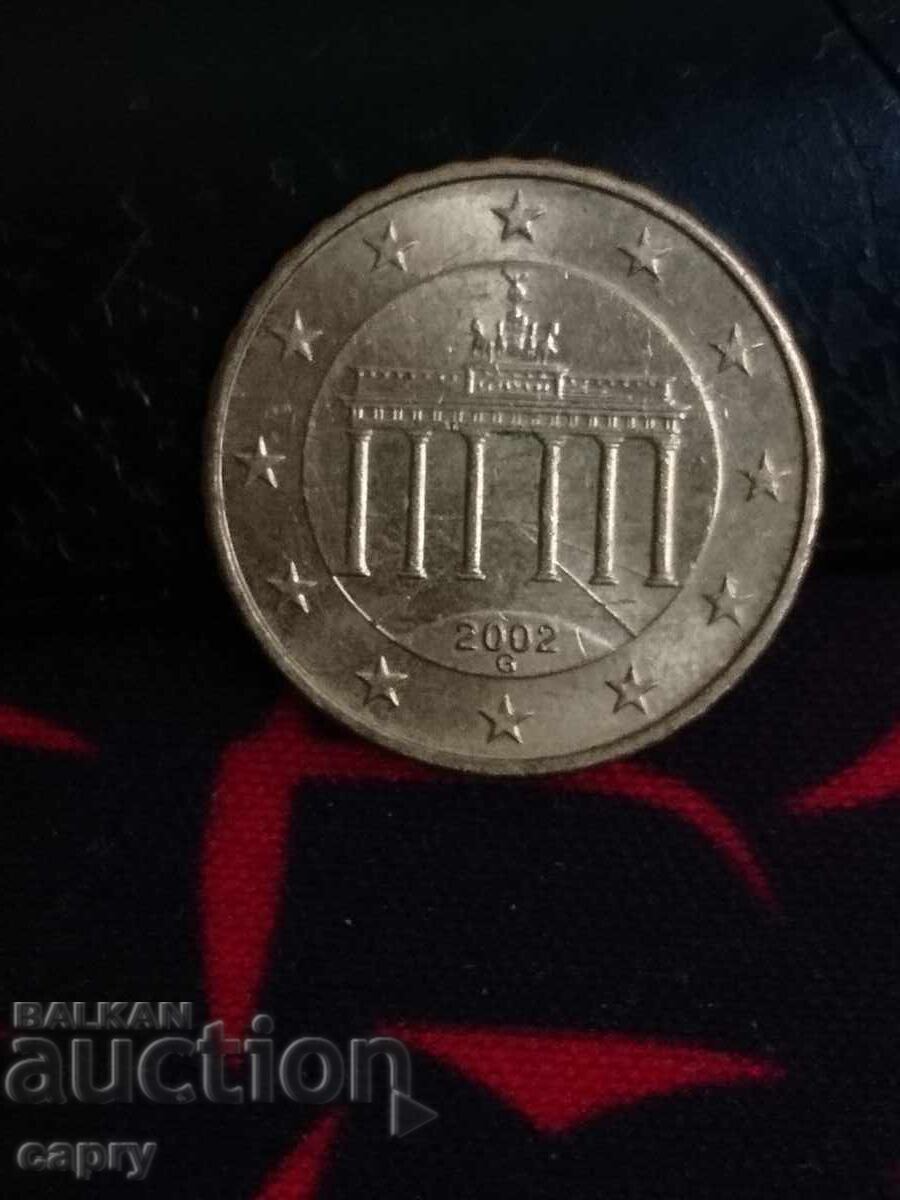 Monedă 10 eurocenți Germania 2002 G foarte rară