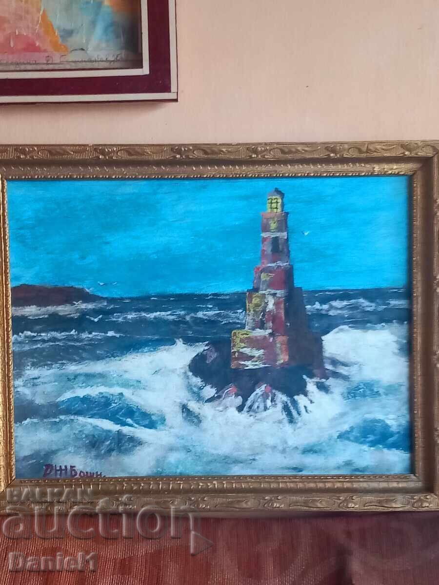 МОРСКИ ПЕИЗАЖ С ФАР -52×68 см. МОРСКИ ПЕИЗАЖ С ФАР -52×68 см.