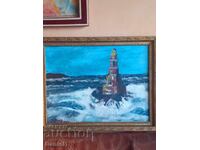 МОРСКИ ПЕИЗАЖ С ФАР -52×68 см.