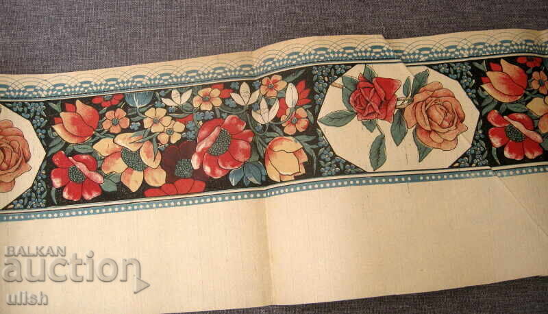 Litografie veche panglică litografiată flori decorațiune