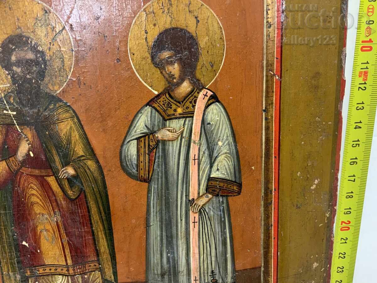 Auction  Old painted Russian icon, recessed