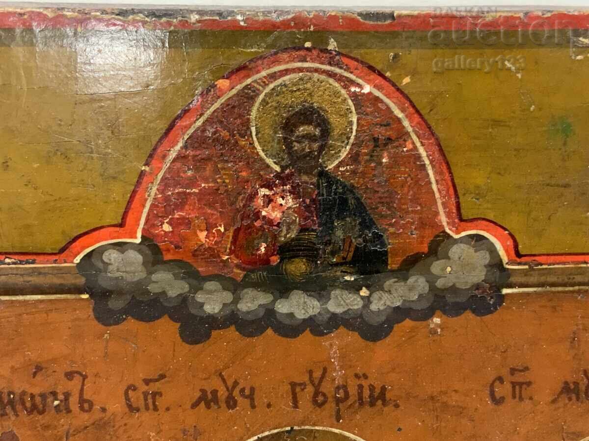 Delivery of Old painted Russian icon, recessed