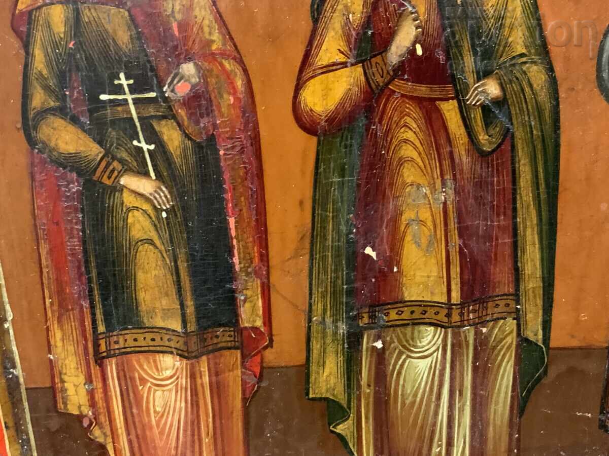 Old painted Russian icon, recessed - 5