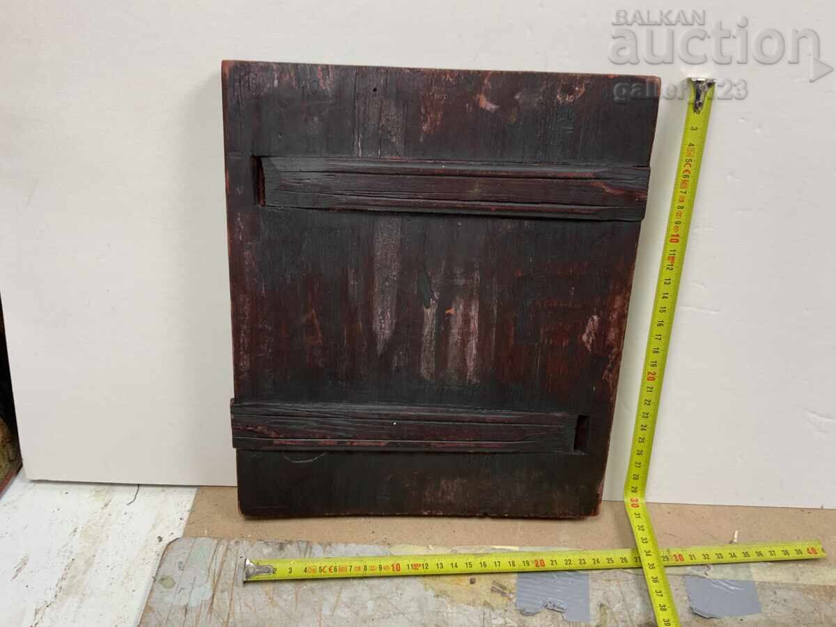 Old painted Russian icon, recessed - 6