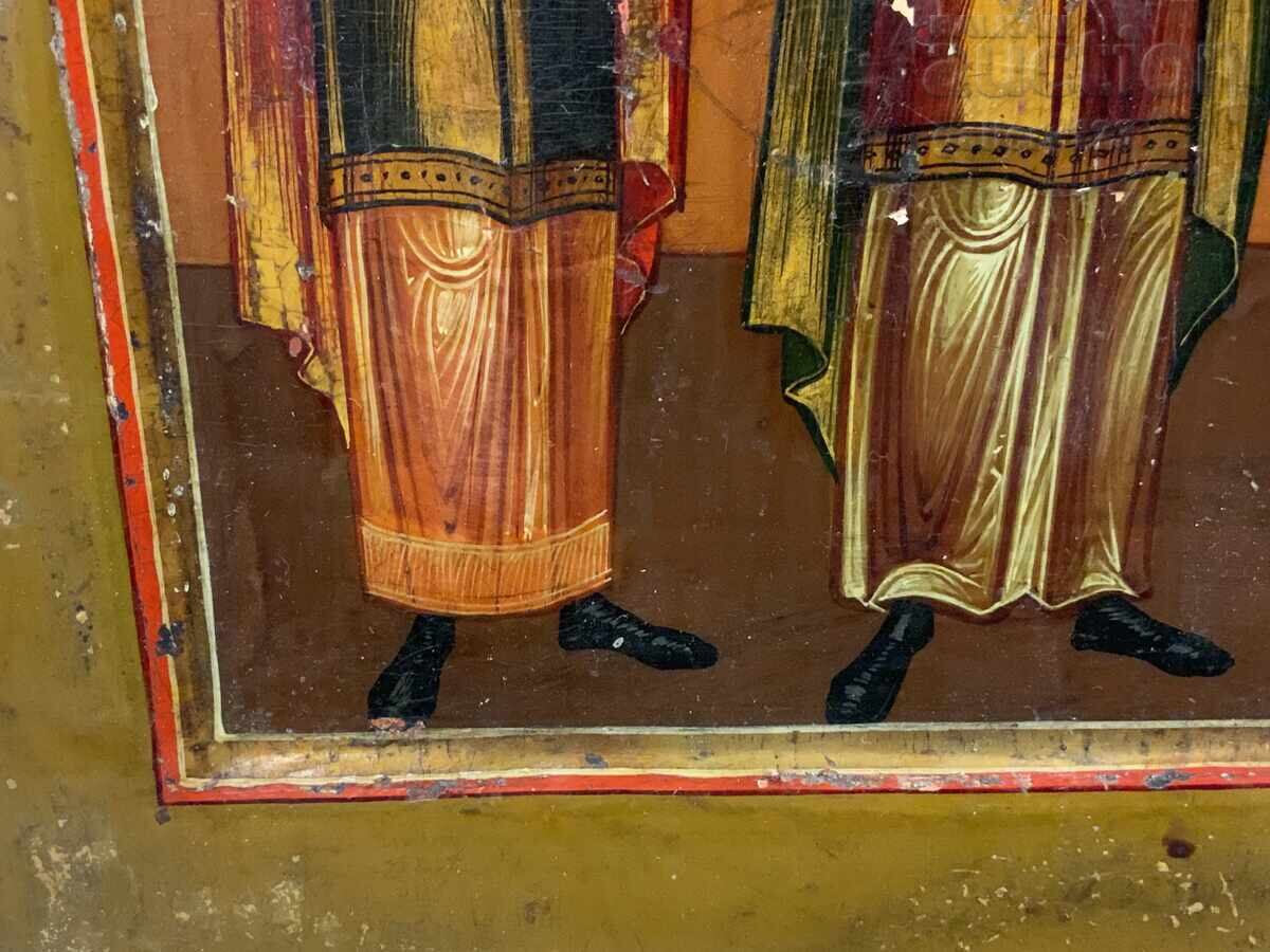 Old painted Russian icon, recessed - 7