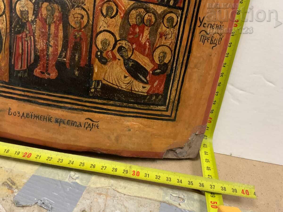 Large festive hand-painted icon Tsarist Russia - 5