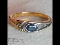 Sapphire ring. Silver with gold plating