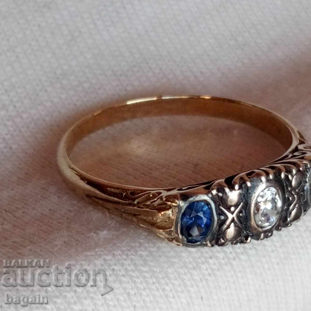 Silver ring with sapphires and gold plating with price € 30.00 | 58.68 BGN Silver ring with sapphires and gold plating with price € 30.00 | 58.68 BGN