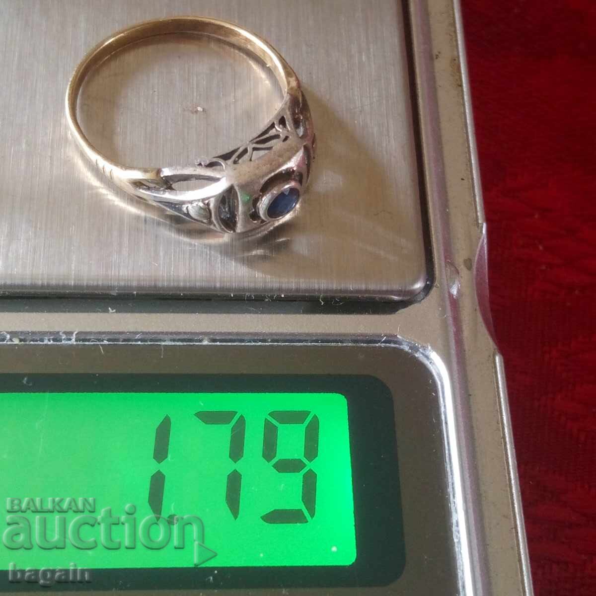 Пръстен със сапфир. Сребро с позлата с цена € 25.00 | 48.90 лв.