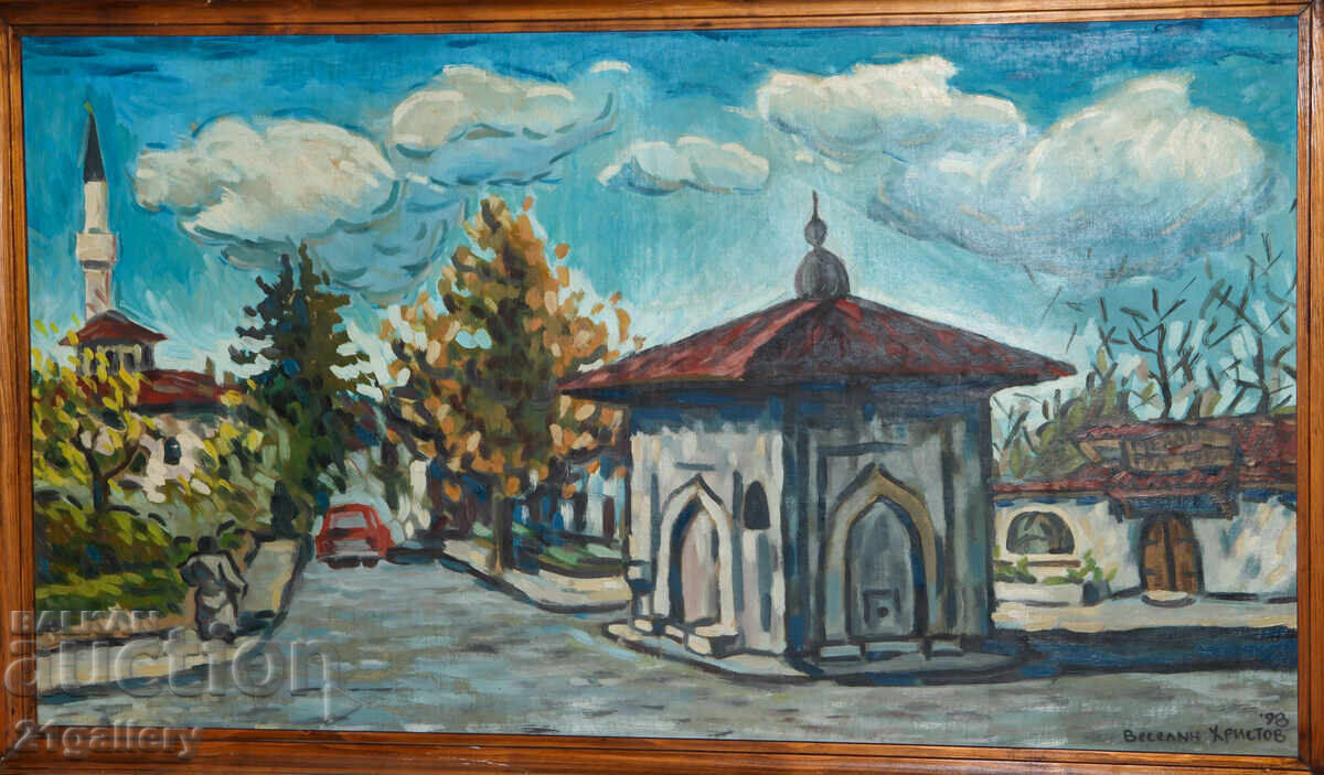 Licitație Pictură în ulei peisaj urban 1998 Licitație Pictură în ulei peisaj urban 1998