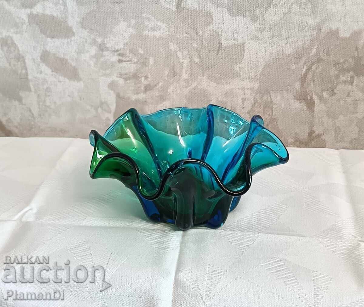 Bol/fructieră vintage din sticlă colorată Murano Art Glass
