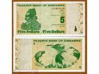 ZORBA AUCTIONS ZIMBABE 5 DOLLARS 2009 UNC