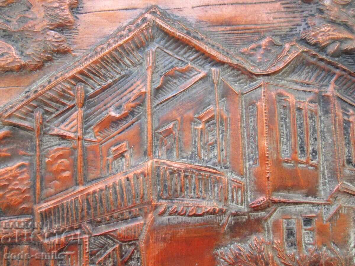 Old vintage handcrafted copper relief wall art panel old house Ketskarov - 5