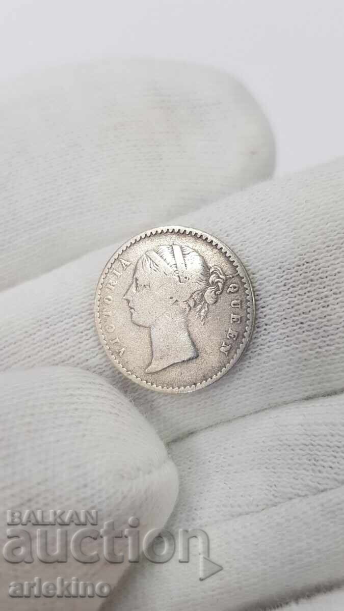 Monedă rară din argint 2 ANNAS - INDIA 1841 - Marea Britanie - 5