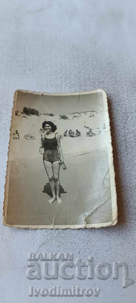 Photo Nessebar Young girl on the seashore 1953
