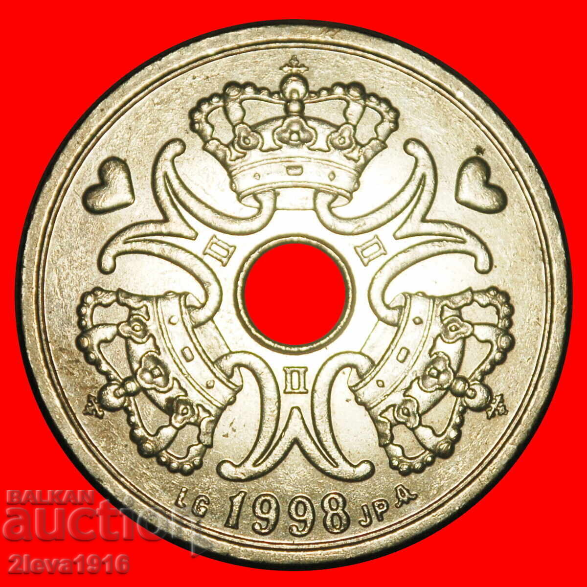 Ⰺ HEARTS (1990-2023): DENMARK ★ 5 CROWNS 1998 DIES II B! με τιμή € 1.74 | 3.40 BGN