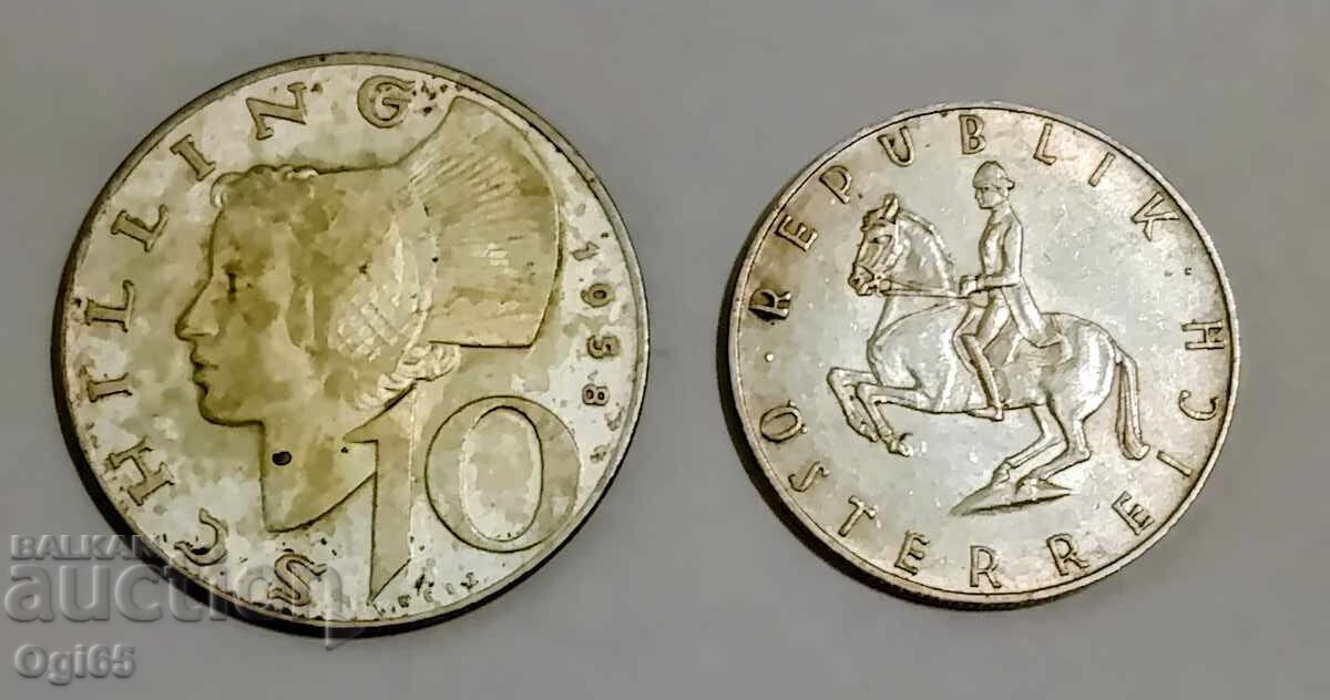 Două monede de argint din Austria