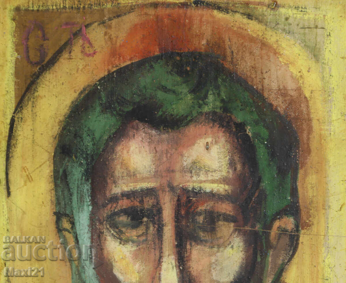 Licitație Icoană veche tempera / lemn Sf. Nicolae Făcătorul de Minuni