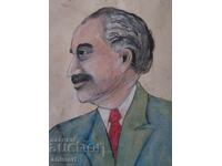 Old drawing of Georgi Dimitrov. Communism. Grape pickers