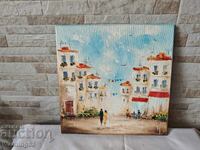 Painting "Walking down the old street" - oil paints - 30/30cm