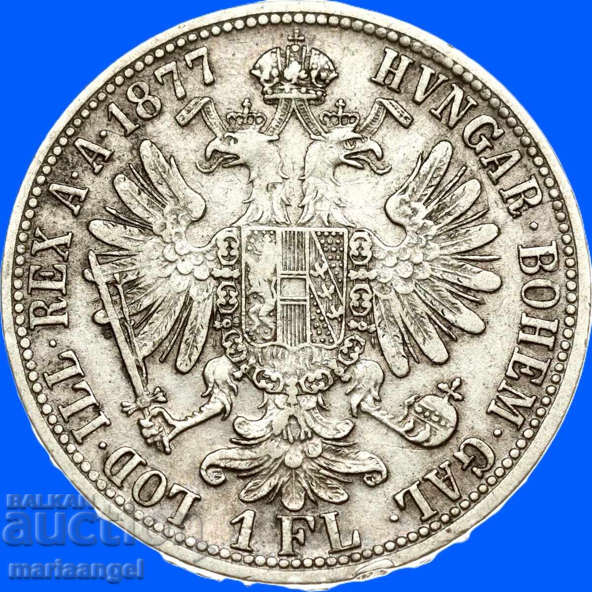 Austria 1 Florin 1877 Franz Joseph I Begins Patina