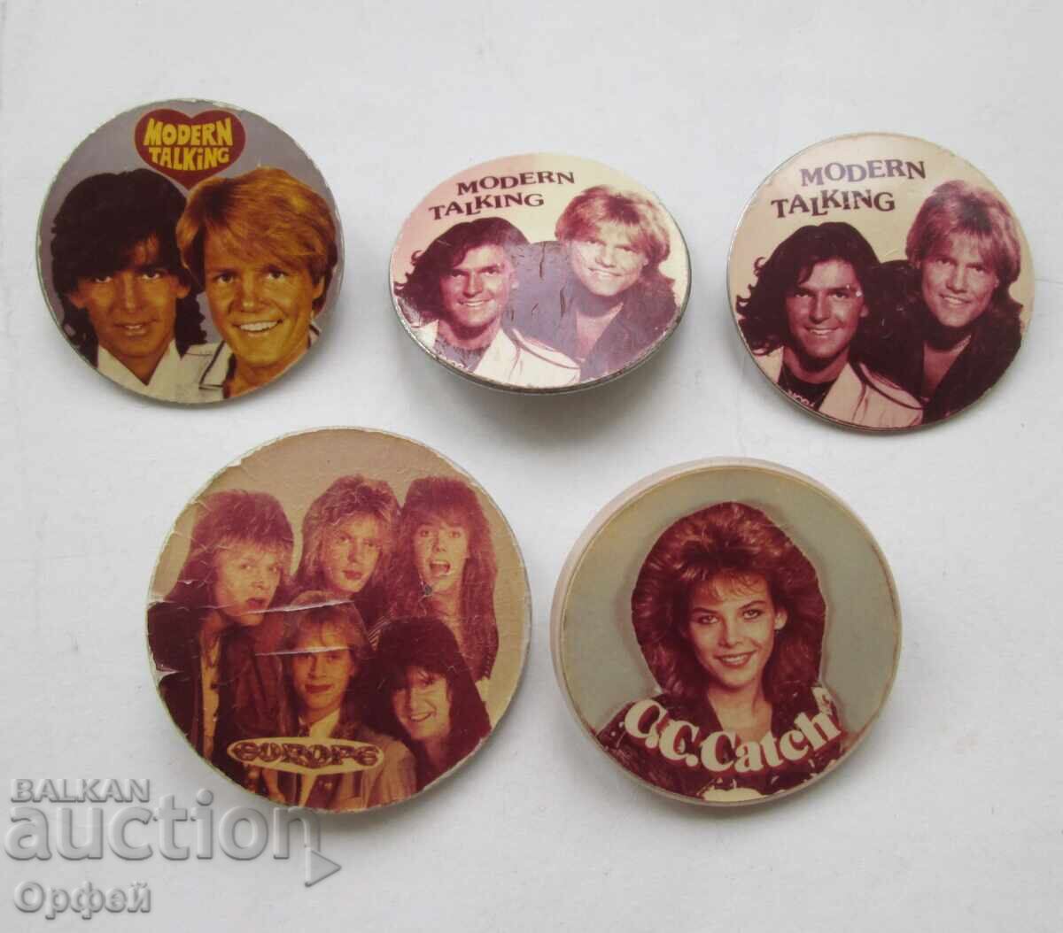 Lot de 5 insigne vechi disco C.C.Catch și Modern Talking Lot de 5 insigne vechi disco C.C.Catch și Modern Talking