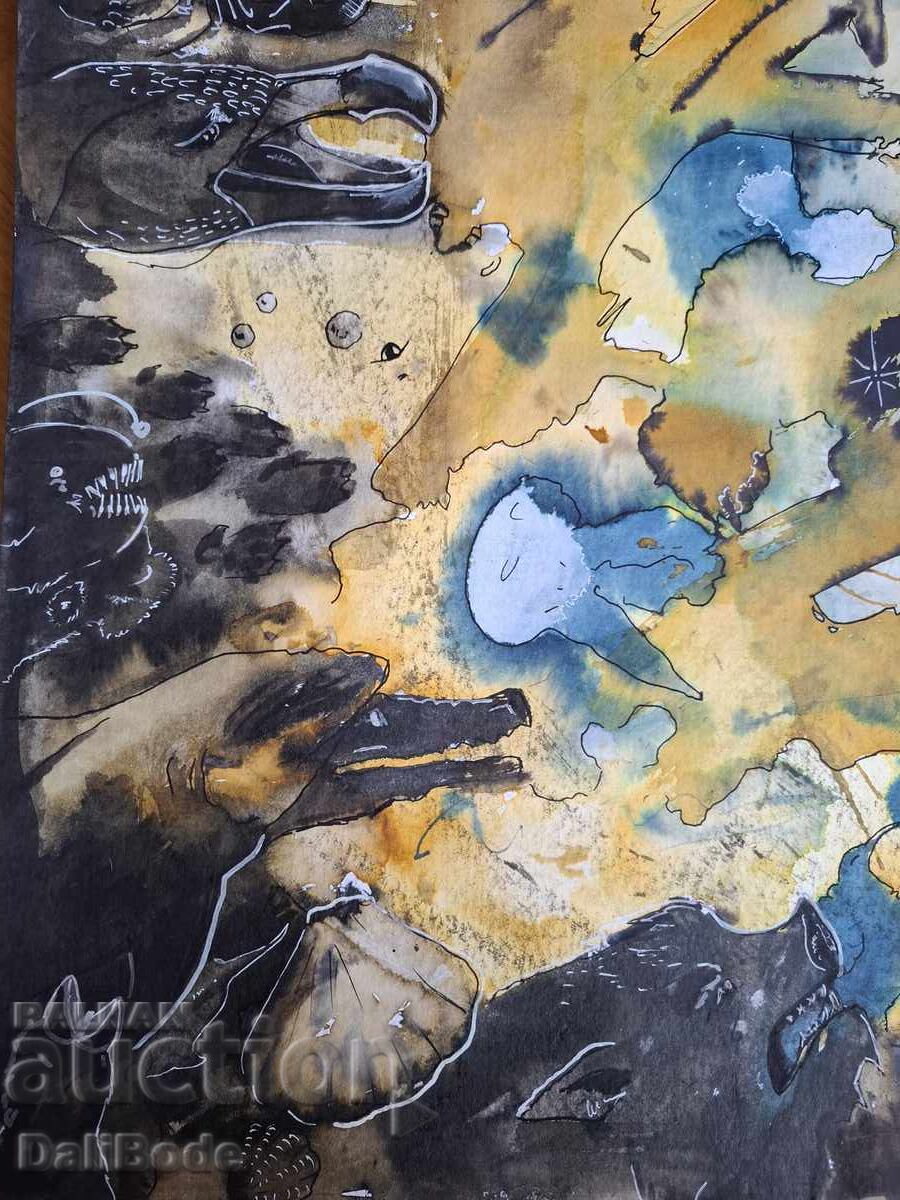 Ink painting, Dali Bodé, One sky 100/70 - 5 Ink painting, Dali Bodé, One sky 100/70 - 5
