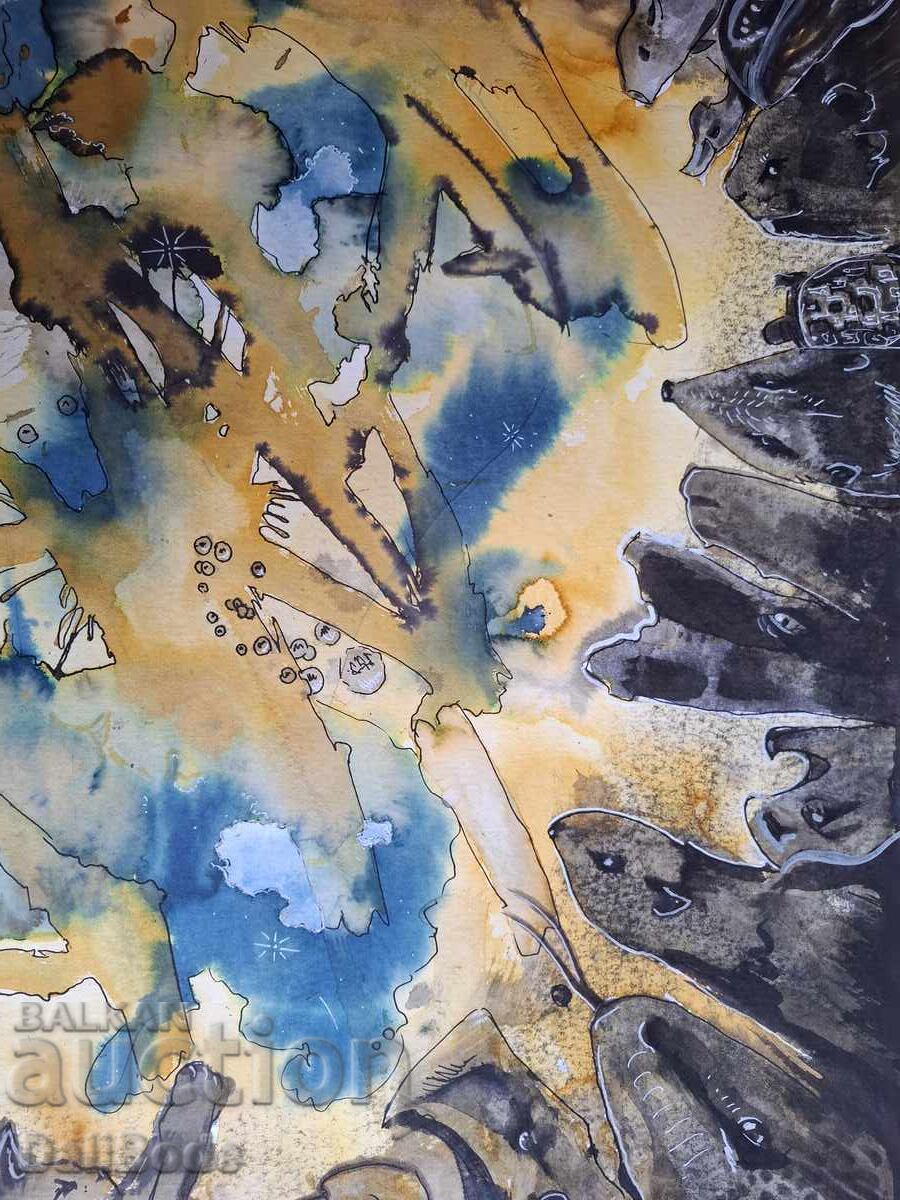 Ink painting, Dali Bodé, One sky 100/70 - 6 Ink painting, Dali Bodé, One sky 100/70 - 6
