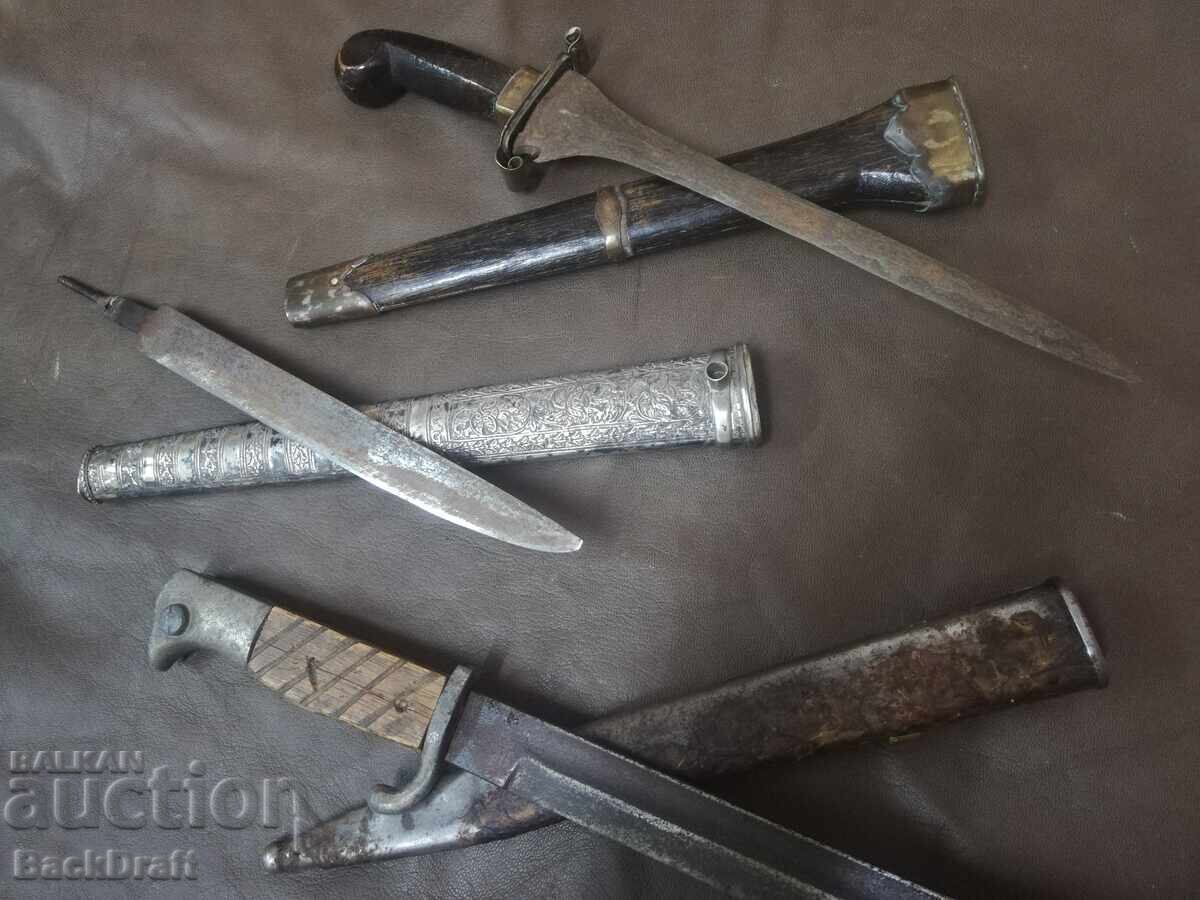 Lot of Old Knives, Knife, Kris Dagger, Blade, Mannlicher Bayonet - 5