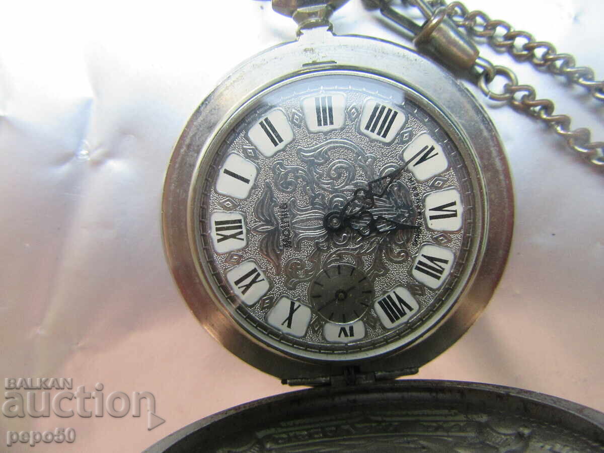 EXCELLENT MECHANICAL POCKET WATCH "MOLNIJA" WITH CHAIN with price € 27.03 | 52.87 BGN