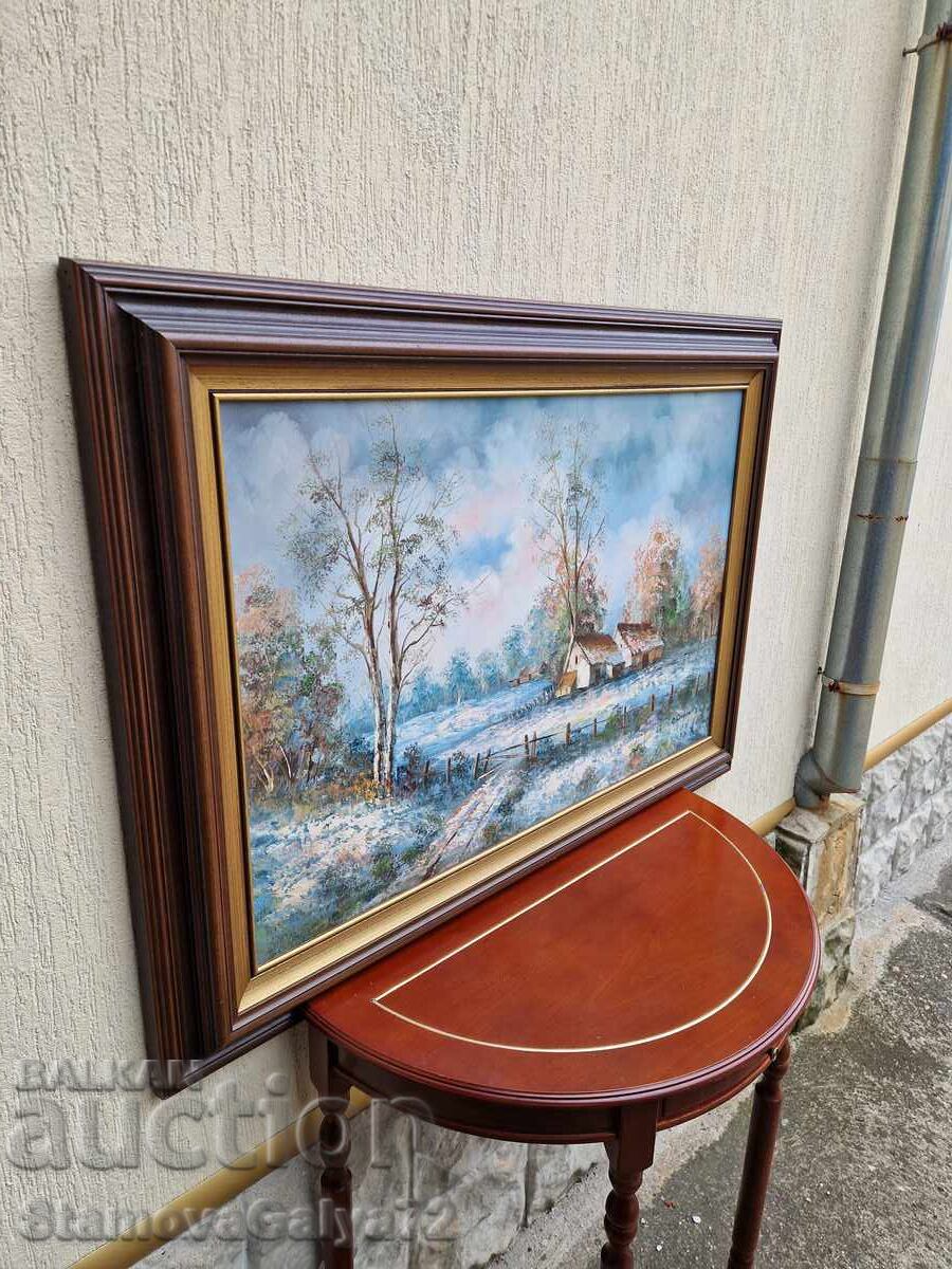 Pictură belgiană de maestru superbă, ulei pe pânză, cu certificat - 6