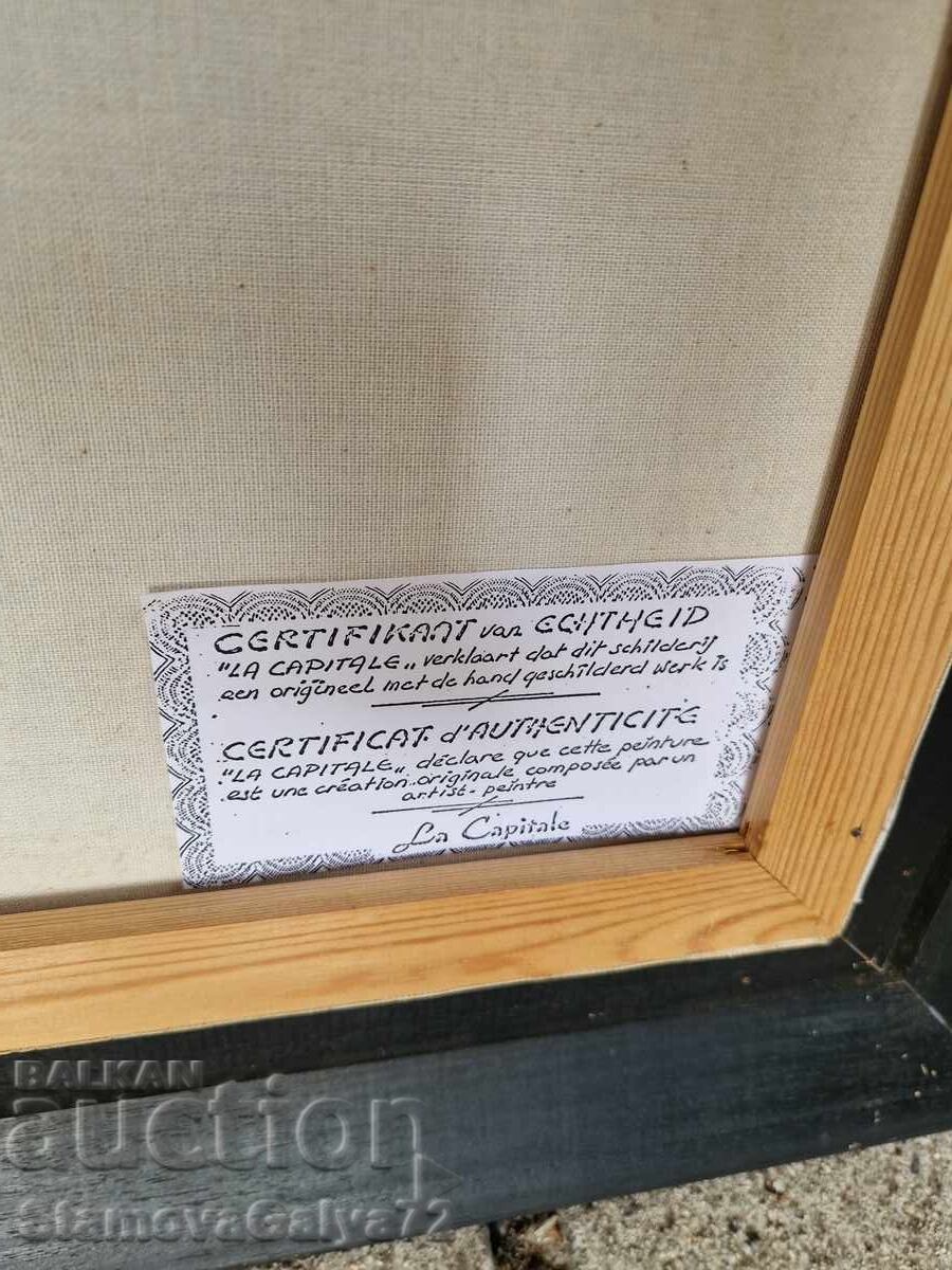 Pictură belgiană de maestru superbă, ulei pe pânză, cu certificat - 7